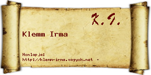 Klemm Irma névjegykártya