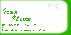 irma klemm business card